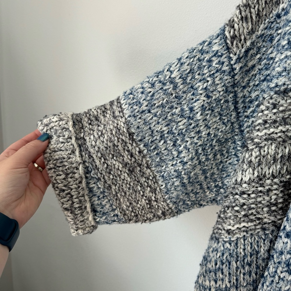 Vince Blue Gray Striped Oversized Cardigan Size XS/S Chunky Knit Fall Winter - Picture 7 of 15
